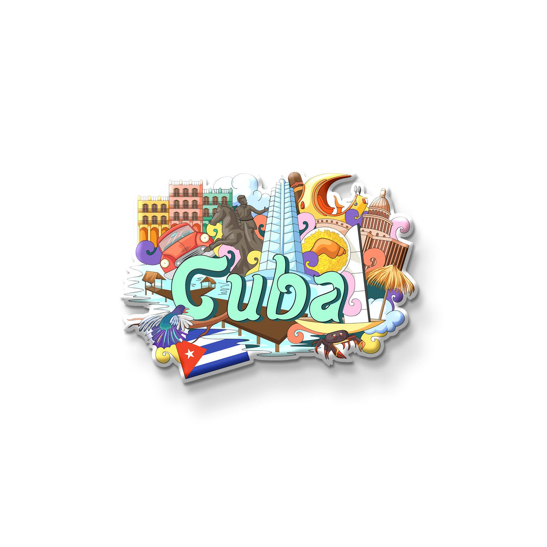 Cuba Wooden Fridge Magnet on fridge door - Stickerji premium MDF souvenir travel keepsake