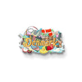 Denmark wooden fridge magnet front view – vibrant multicolor MDF travel souvenir by Stickerji
