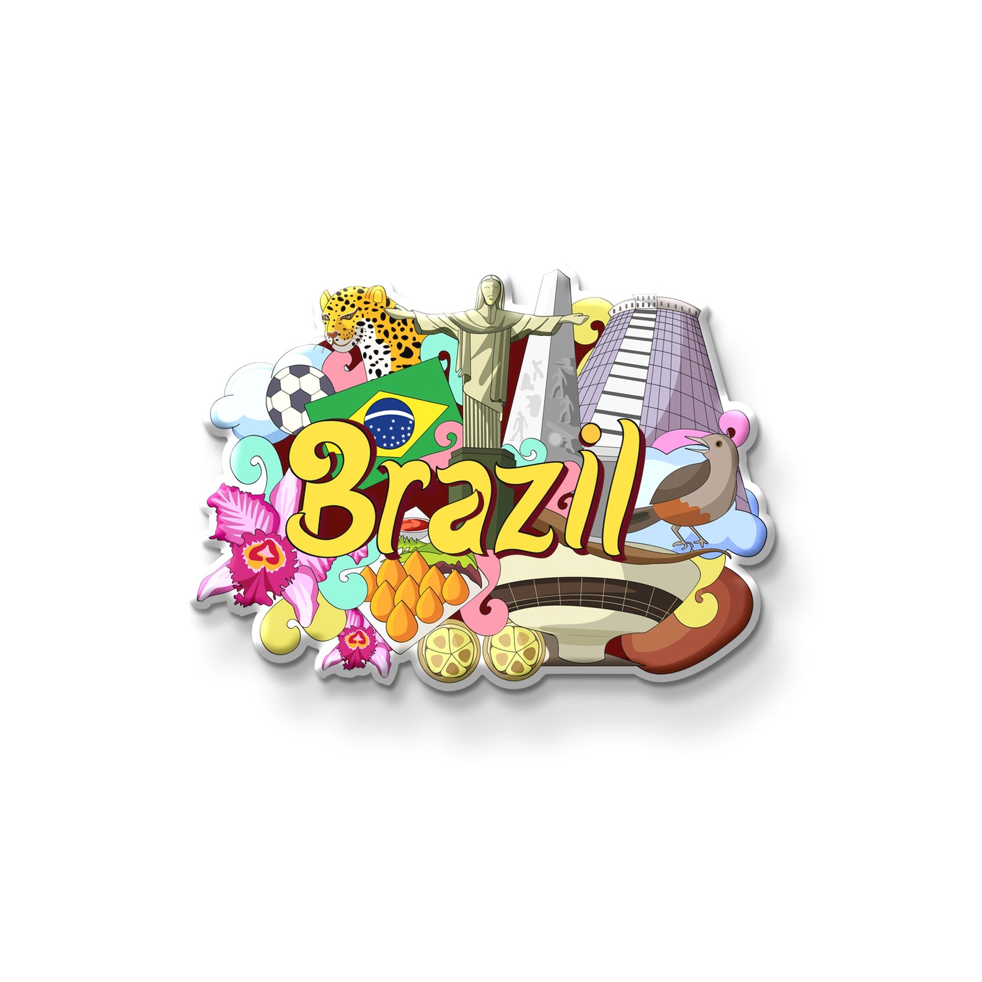 Stickerji Brazil Wooden Fridge Magnet – Brazil souvenir travel gift product front view on white background