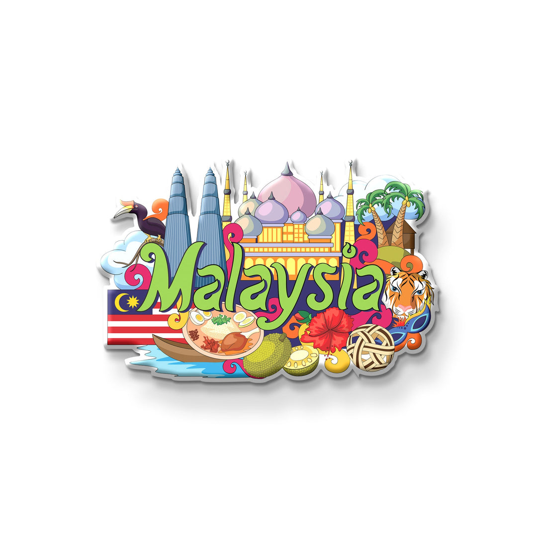 Stickerji Malaysia Fridge Magnet Souvenir – Wooden MDF magnet displayed on refrigerator