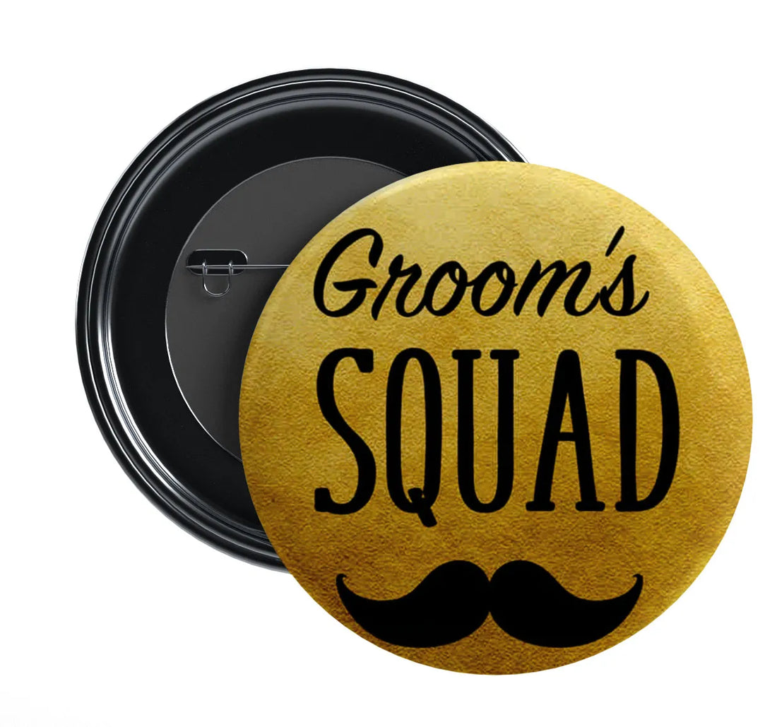 Stickerji Team Groom Wedding Badge Design 6 - Pinback button for bridal and groom party