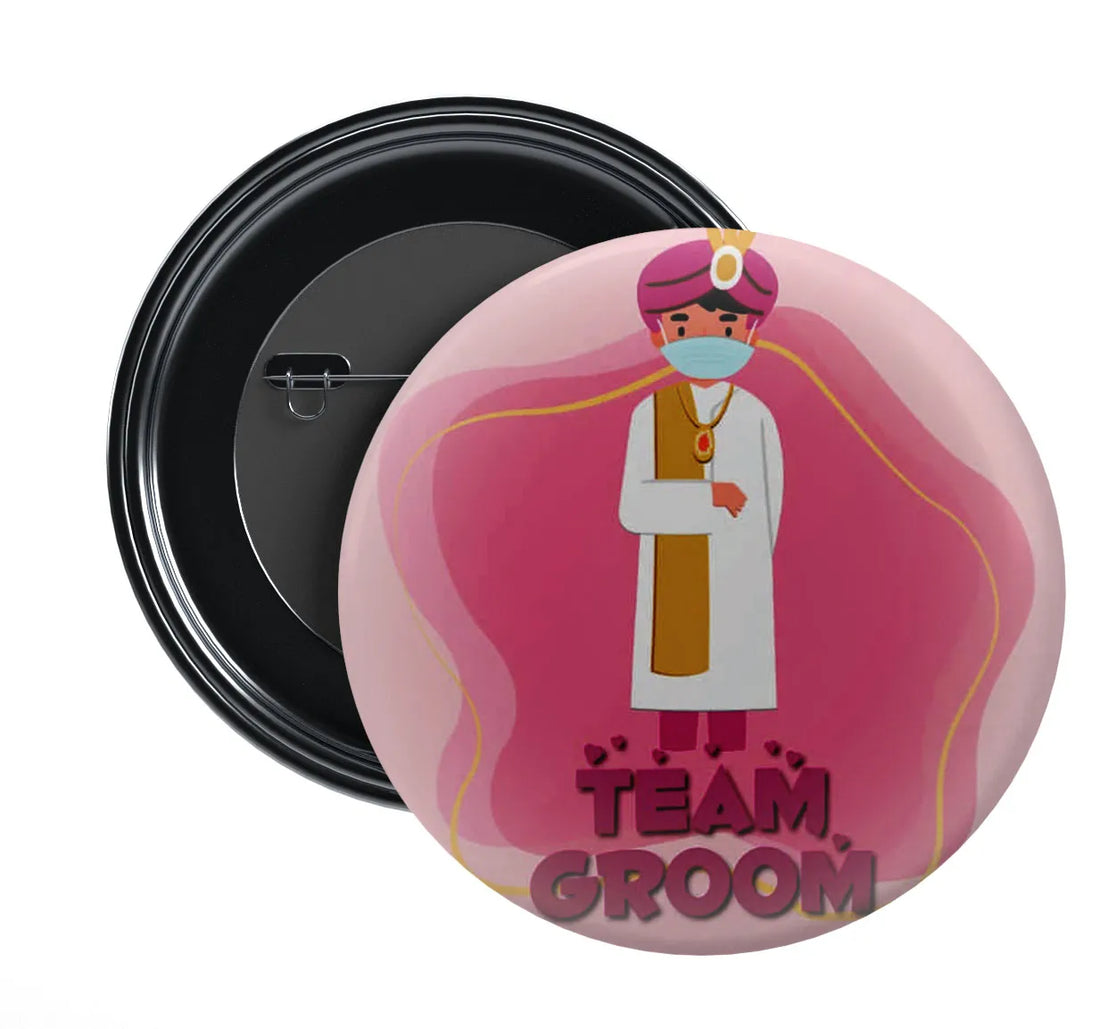Stickerji Team Groom Wedding Badge Design 7 - Pinback button for bridal and groom party