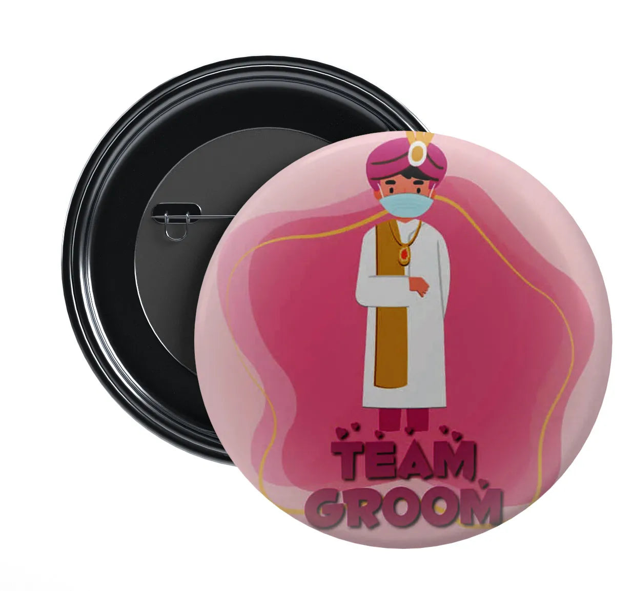 Stickerji Team Groom Wedding Badge Design 7 - Pinback button for bridal and groom party