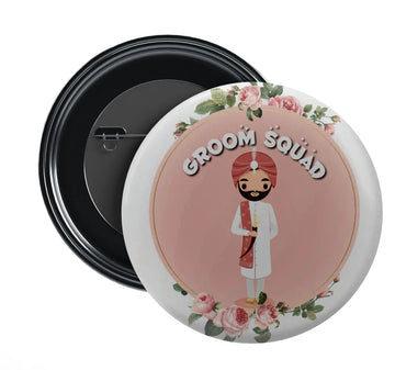 Stickerji Team Groom Wedding Badge Design 8 - Pinback button for bridal and groom party