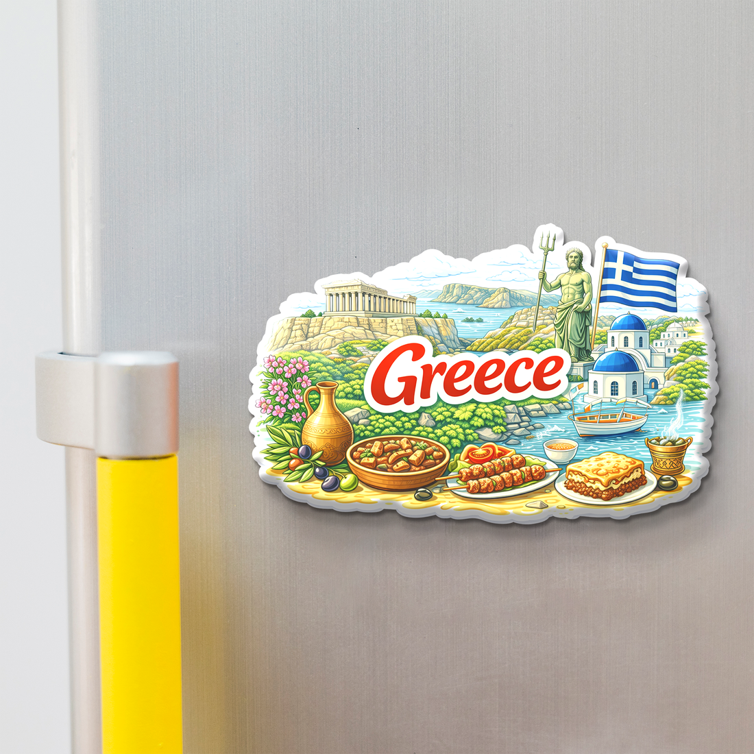 Stickerji Greece Wooden Fridge Magnet - Souvenir travel keepsake gift