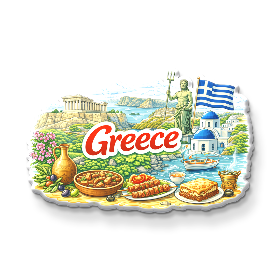 Stickerji Greece Wooden Fridge Magnet - Souvenir travel keepsake gift