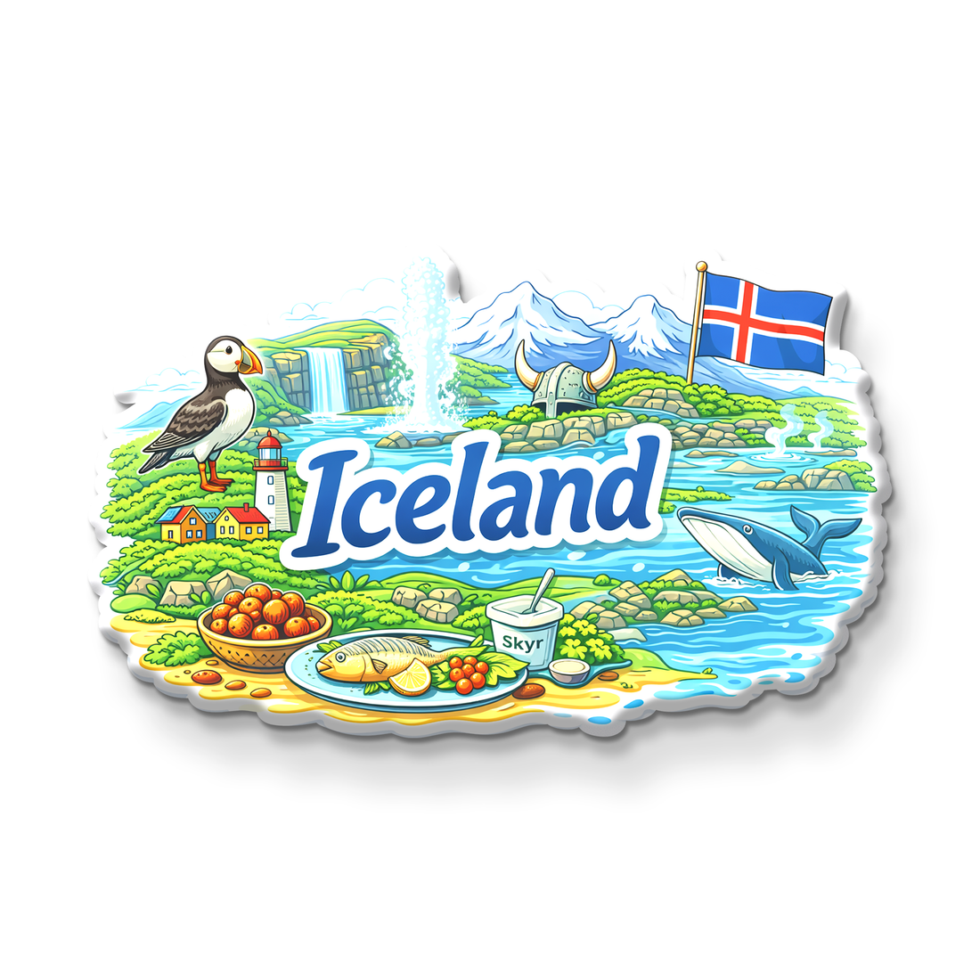 Stickerji Iceland Wooden Fridge Magnet - Souvenir travel keepsake gift