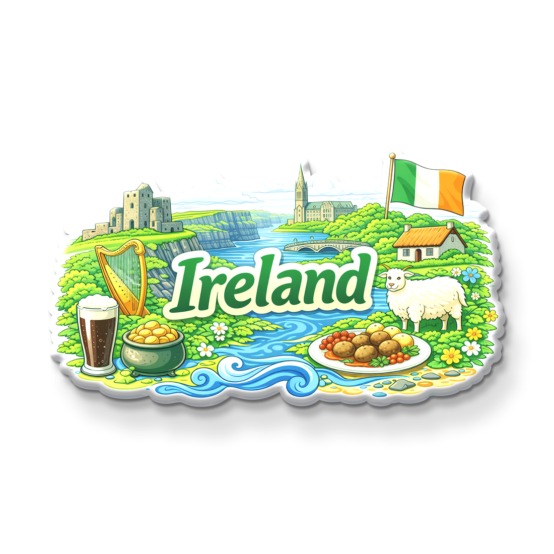Stickerji Ireland Wooden Fridge Magnet - Souvenir travel keepsake gift