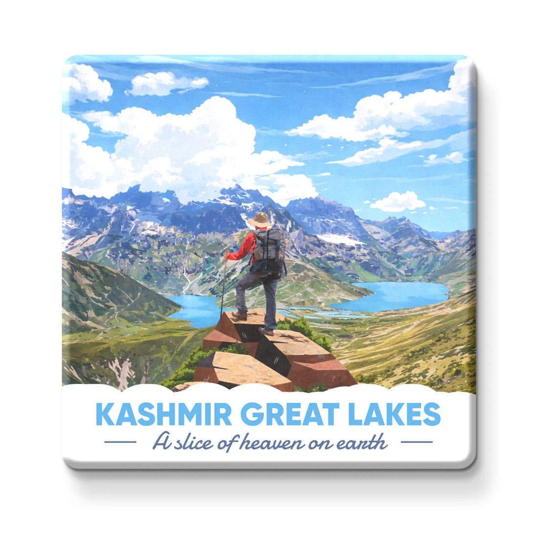 Stickerji Souvenir Wooden Fridge Magnet | KASHMIR GREAT LAKES