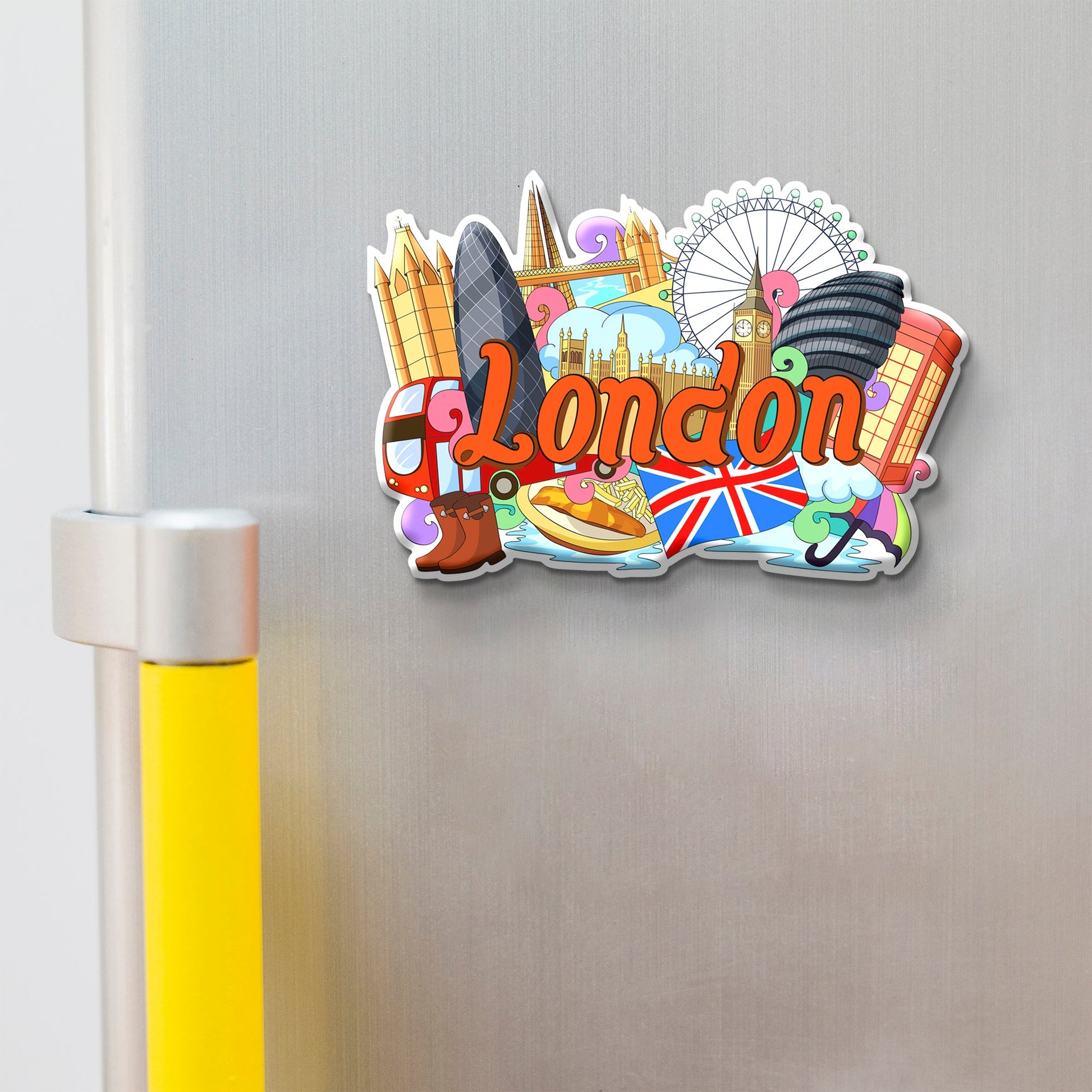 Stickerji London Wooden Fridge Magnet – Handcrafted MDF souvenir with Big Ben & Tower Bridge design, UK travel gift