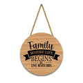 Stickerji Wooden Wall Hanging - Family where life begins & love never ends - Home decor gift