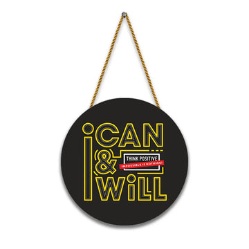Stickerji Wooden Wall Hanging for Home Decoration | I CAN & I WILL