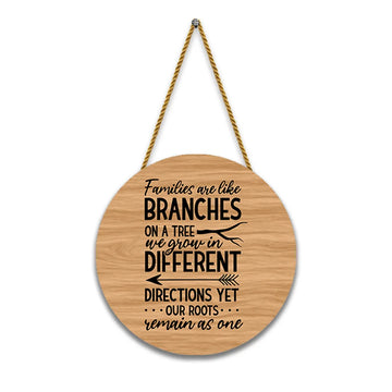 Stickerji Wooden Wall Hanging for Home Decoration | Families are like Branches on a tree we grow in different directoins yet our roots reamin as  one