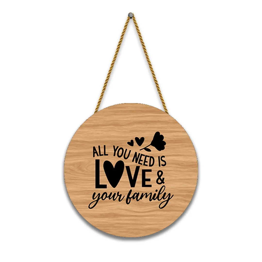 Stickerji Wooden Wall Hanging - ALL YOU NEED IS LOVE & YOUR FAMILY - Home decor gift