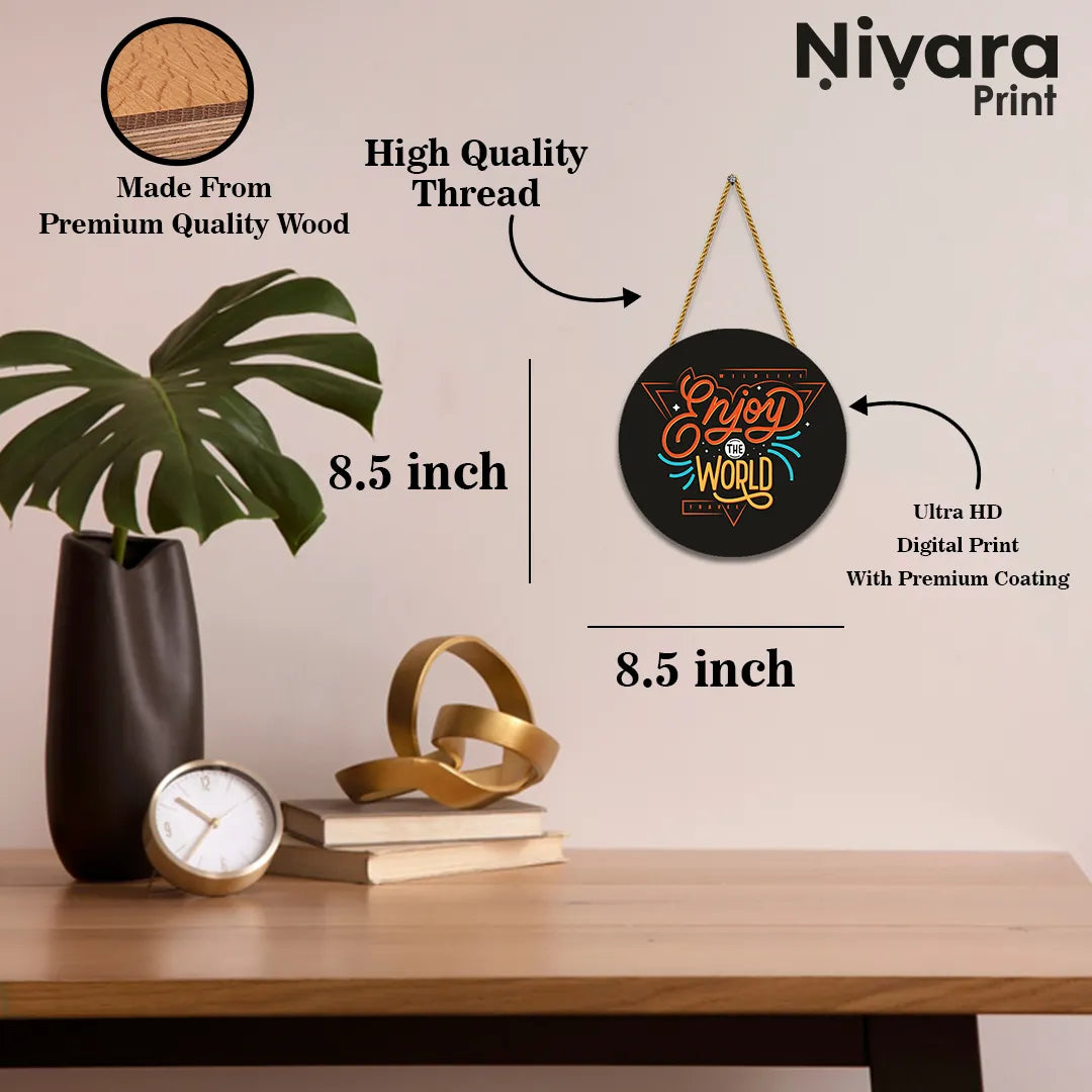 Stickerji Wooden Wall Hanging for Home Decoration | Enjoy The World