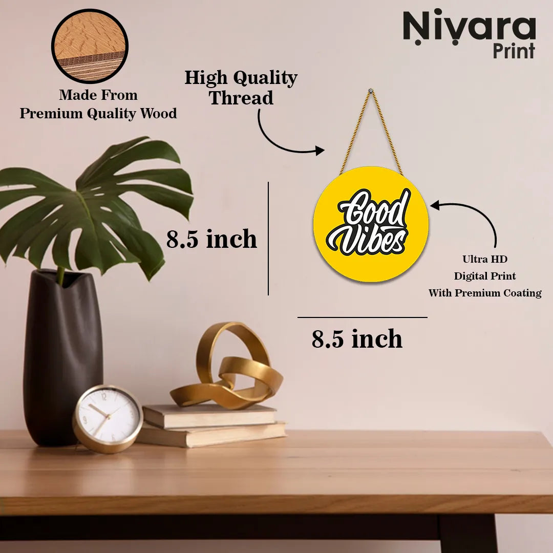 Stickerji Wooden Wall Hanging for Home Decoration | Good Vibes