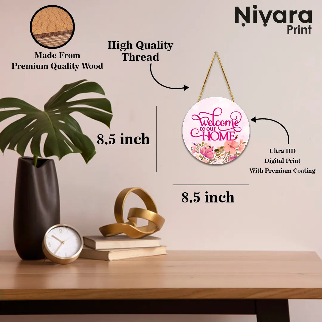 Stickerji Wooden Wall Hanging for Home Decoration | Welcome to our Home 01