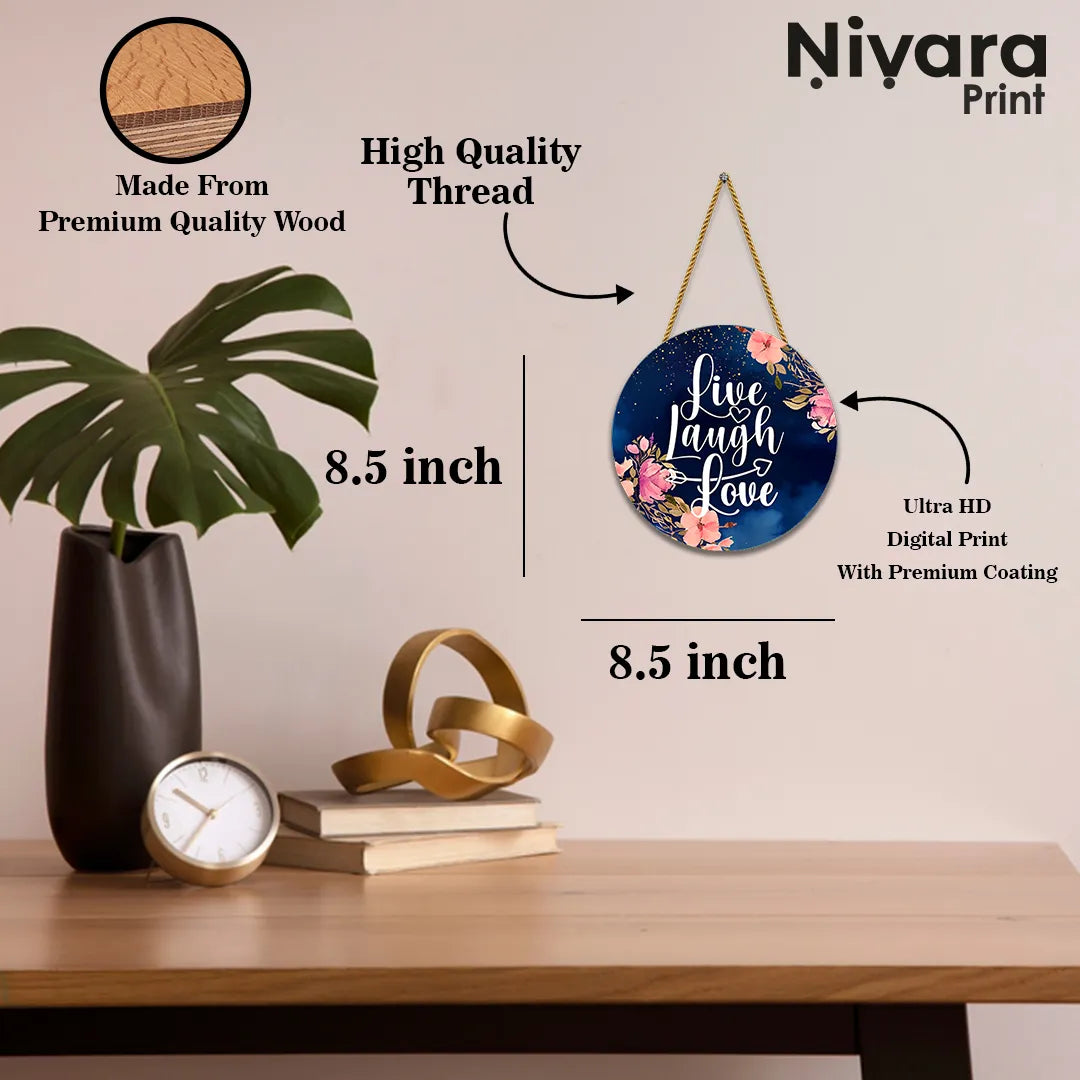 Stickerji Wooden Wall Hanging for Home Decoration | Live Laugh Love 02
