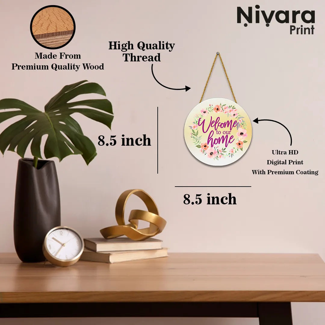 Stickerji Wooden Wall Hanging for Home Decoration | Welcome to our Home 04