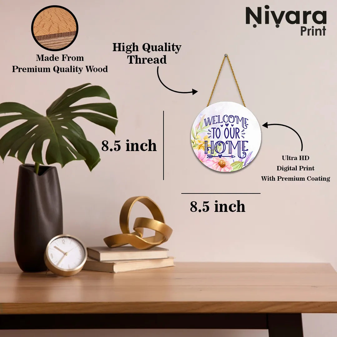 Stickerji Wooden Wall Hanging for Home Decoration | Welcome to our Home 03