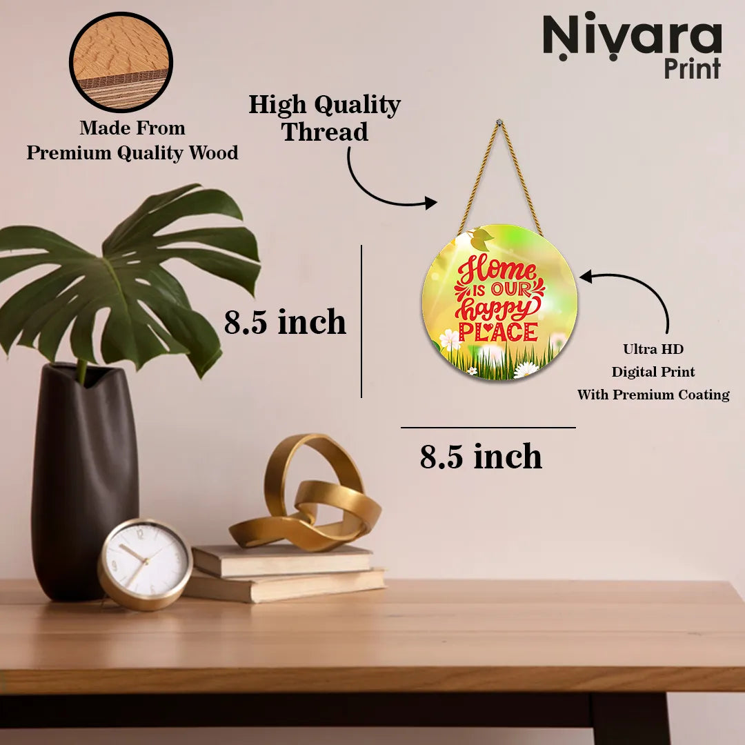 Stickerji Wooden Wall Hanging for Home Decoration | Home is our happy place