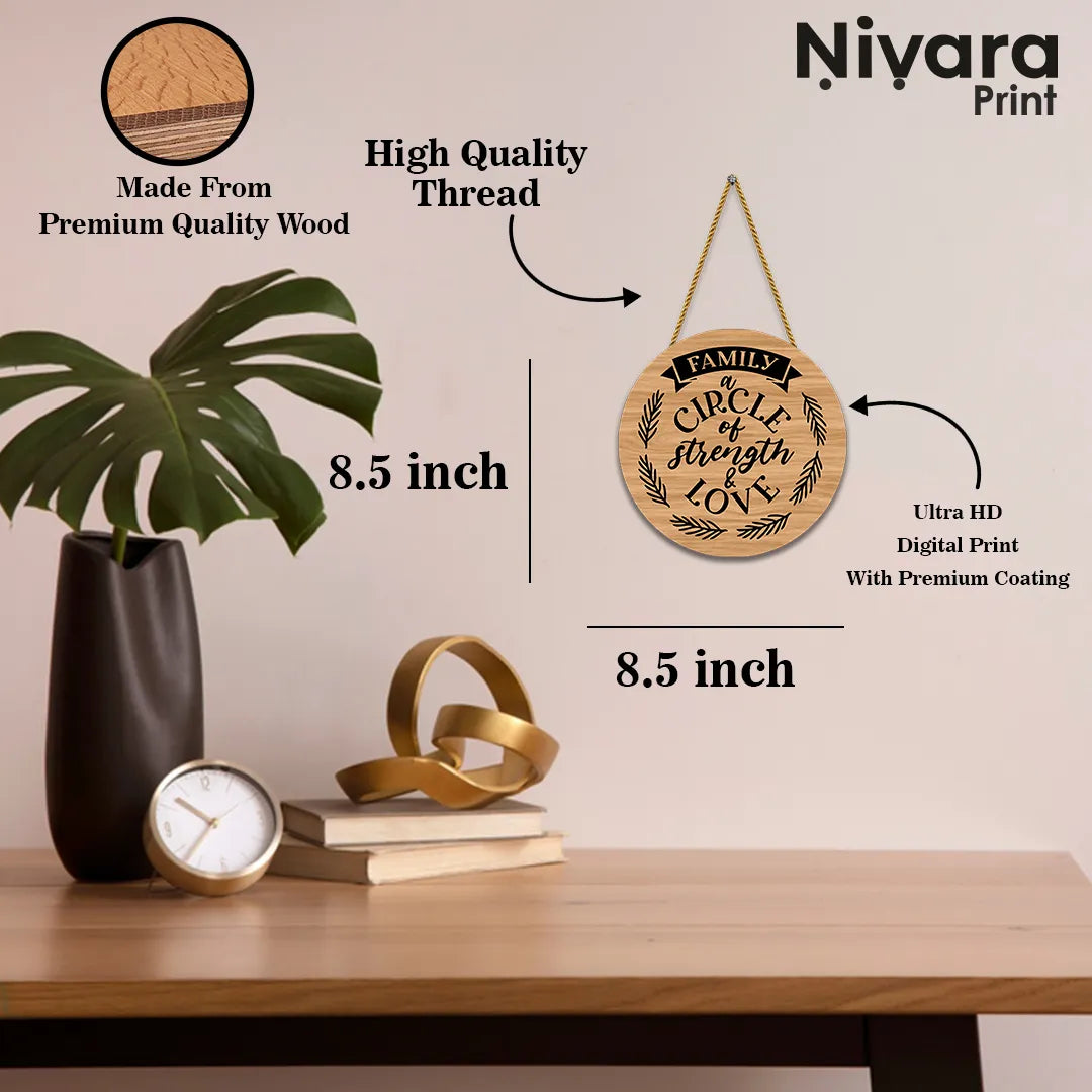 Stickerji Wooden Wall Hanging for Home Decoration | Family a circle of strength & love