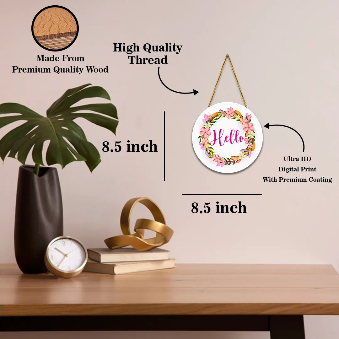 Stickerji Wooden Wall Hanging for Home Decoration | Hello