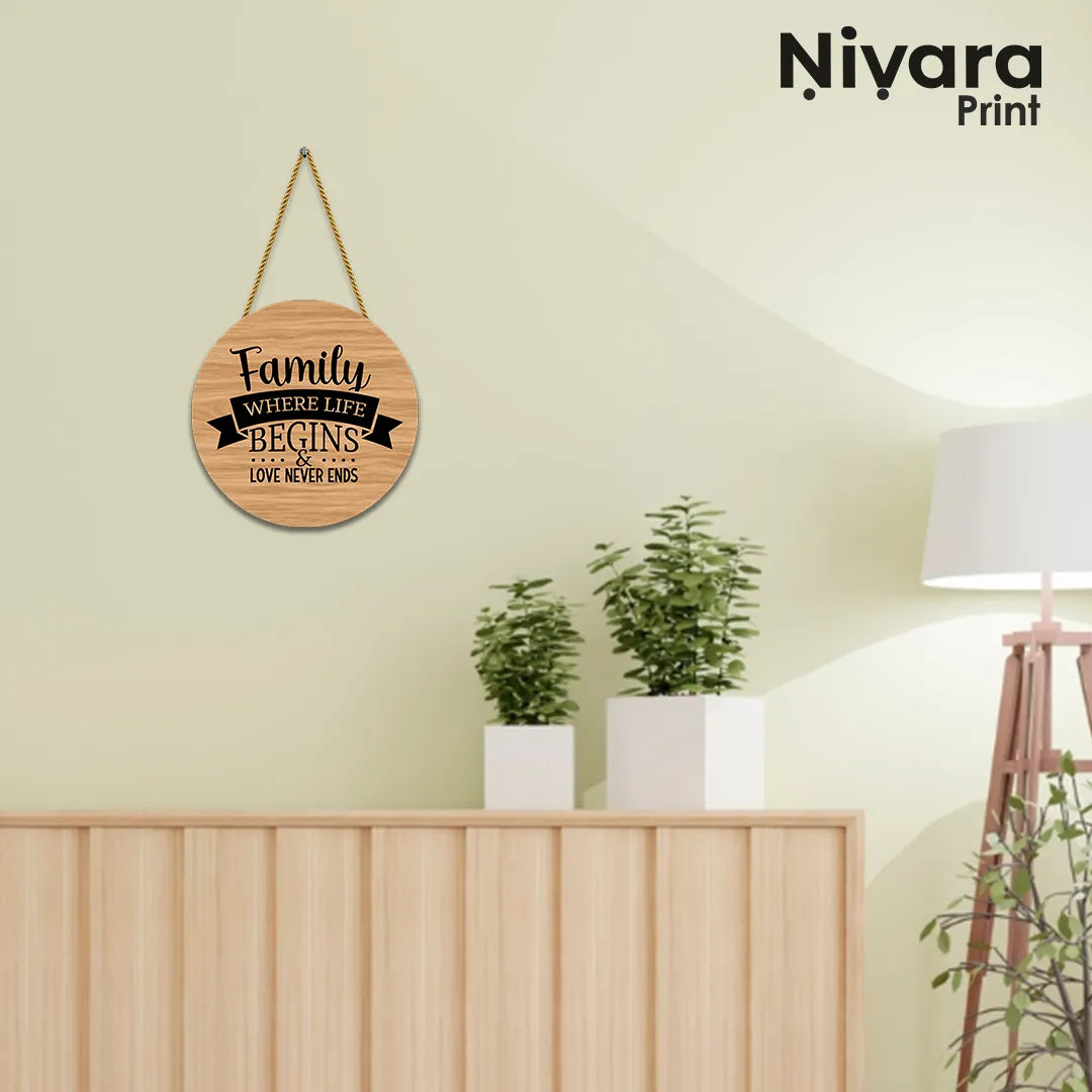 Stickerji Wooden Wall Hanging - Family where life begins & love never ends - Home decor gift - View 4