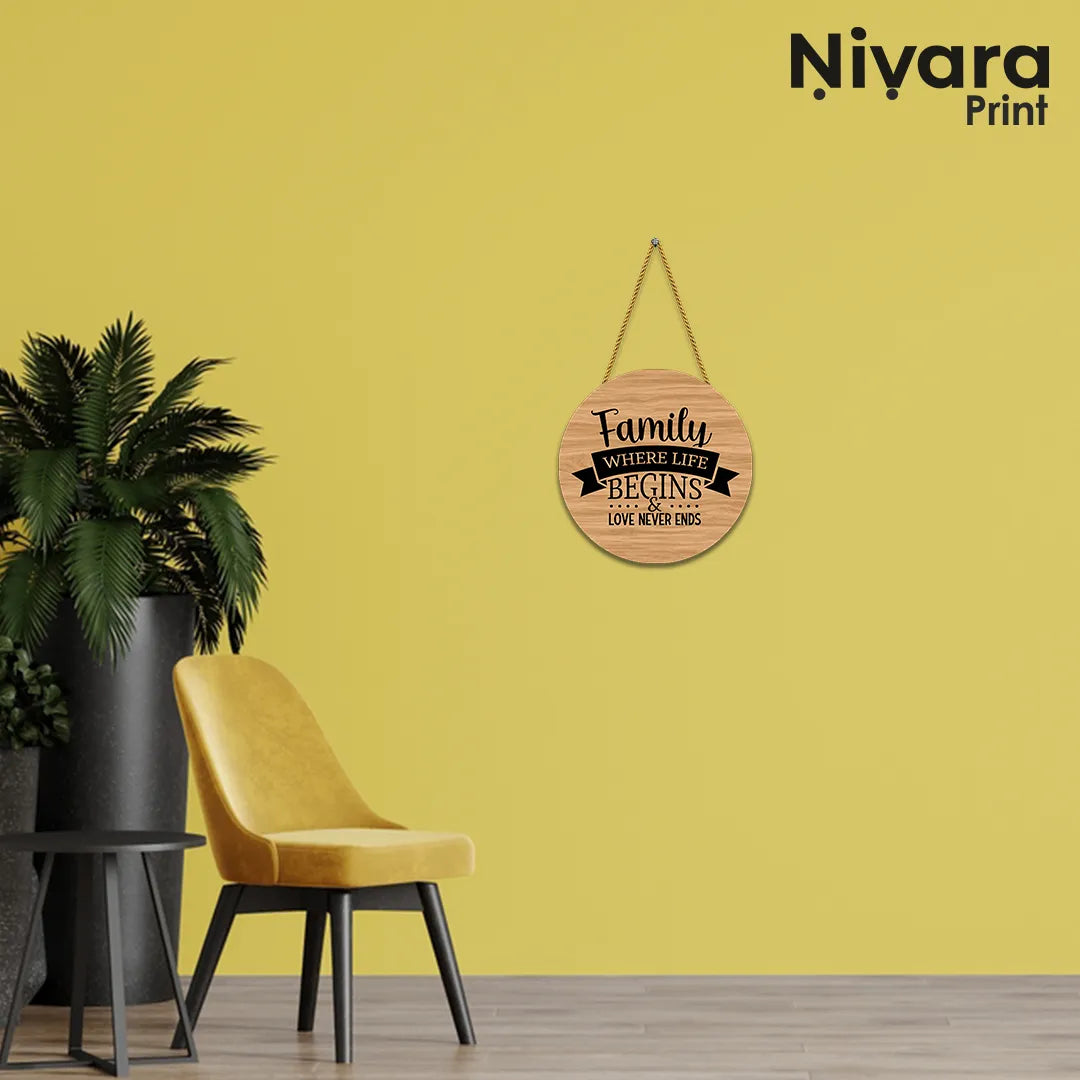 Stickerji Wooden Wall Hanging - Family where life begins & love never ends - Home decor gift - View 5