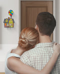 Pixar UP themed decorative wooden key organizer with colorful balloon house design