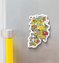 Mumbai wooden fridge magnet with Gateway of India, Marine Drive, Bollywood icons – handcrafted souvenir by Stickerji