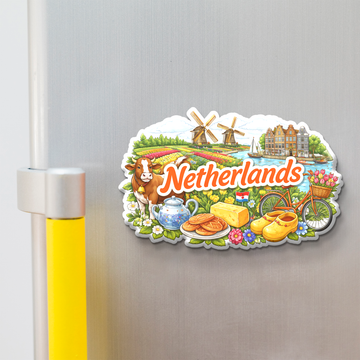 Stickerji Netherlands Wooden Fridge Magnet - Souvenir travel keepsake gift