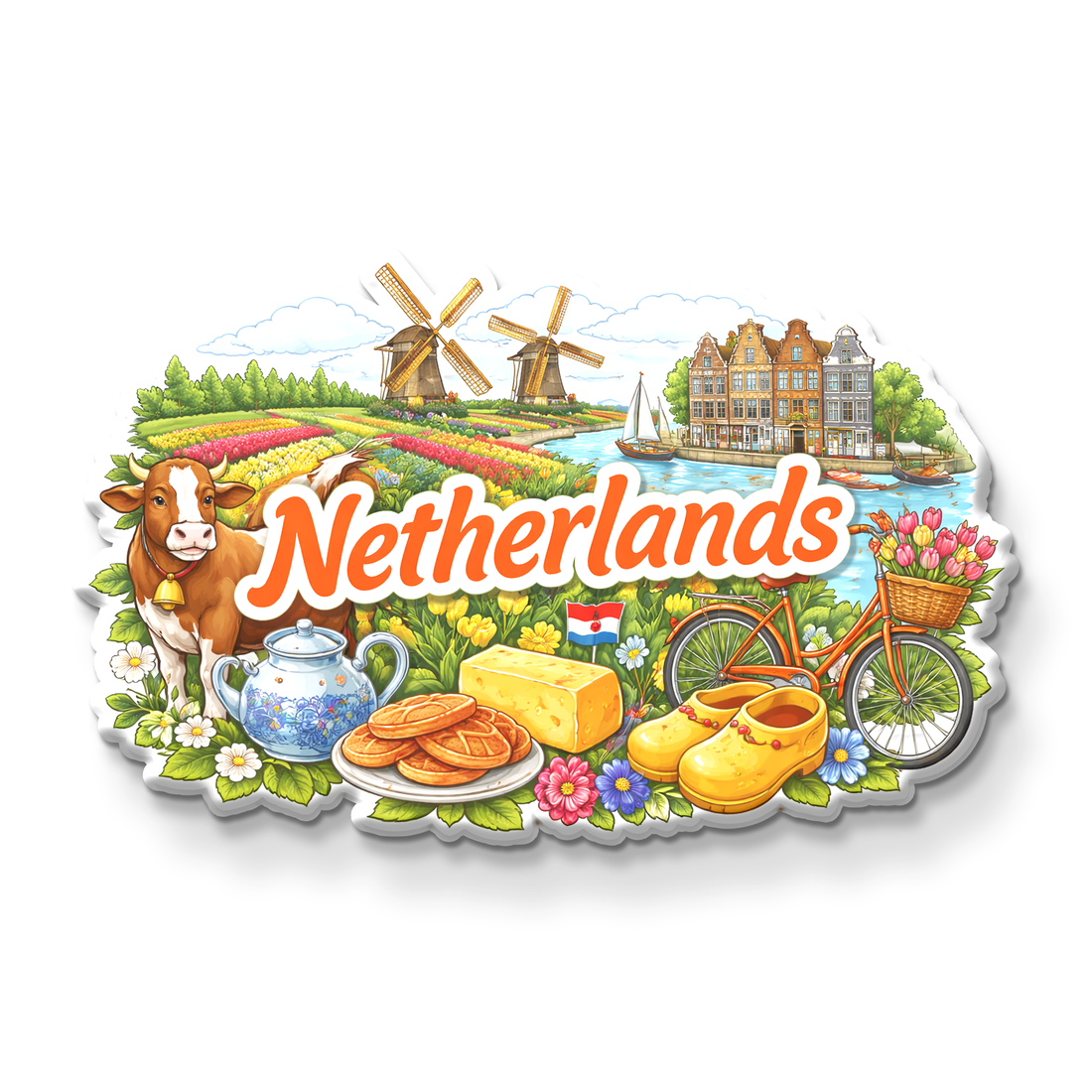 Stickerji Netherlands Wooden Fridge Magnet - Souvenir travel keepsake gift