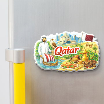 Stickerji Qatar Wooden Fridge Magnet - Souvenir travel keepsake gift