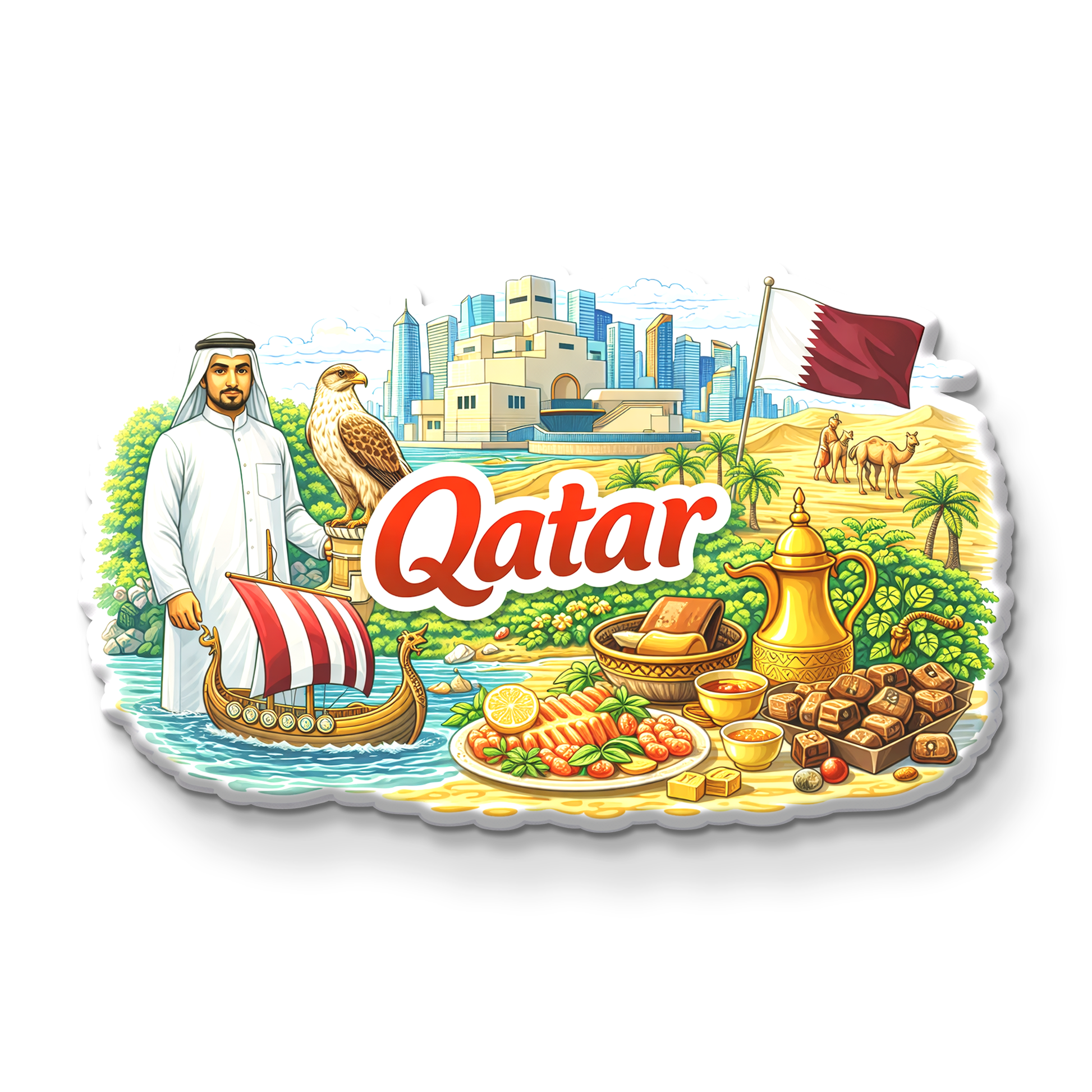 Stickerji Qatar Wooden Fridge Magnet - Souvenir travel keepsake gift - View 2