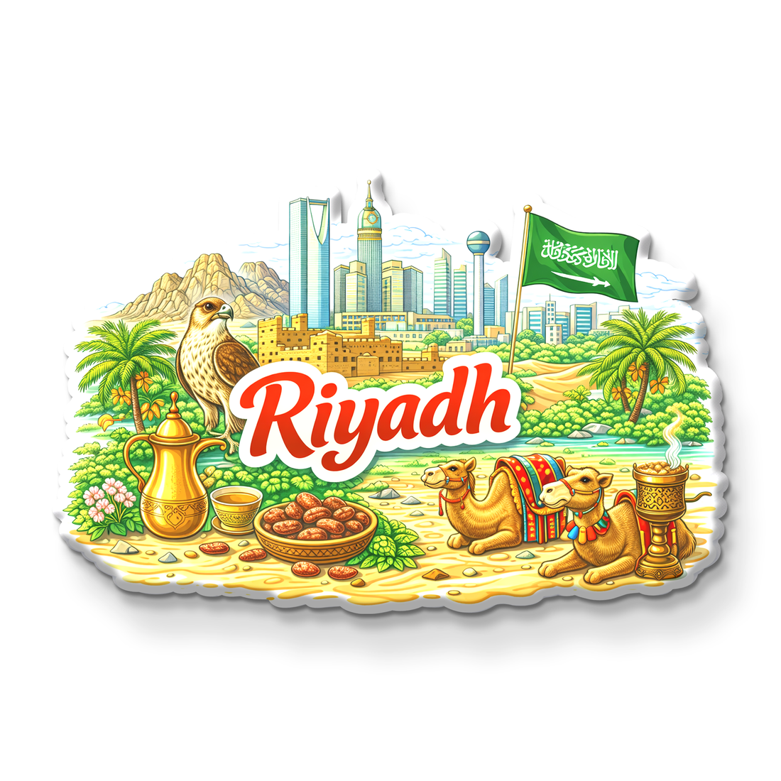 Stickerji Riyadh Wooden Fridge Magnet - Souvenir travel keepsake gift