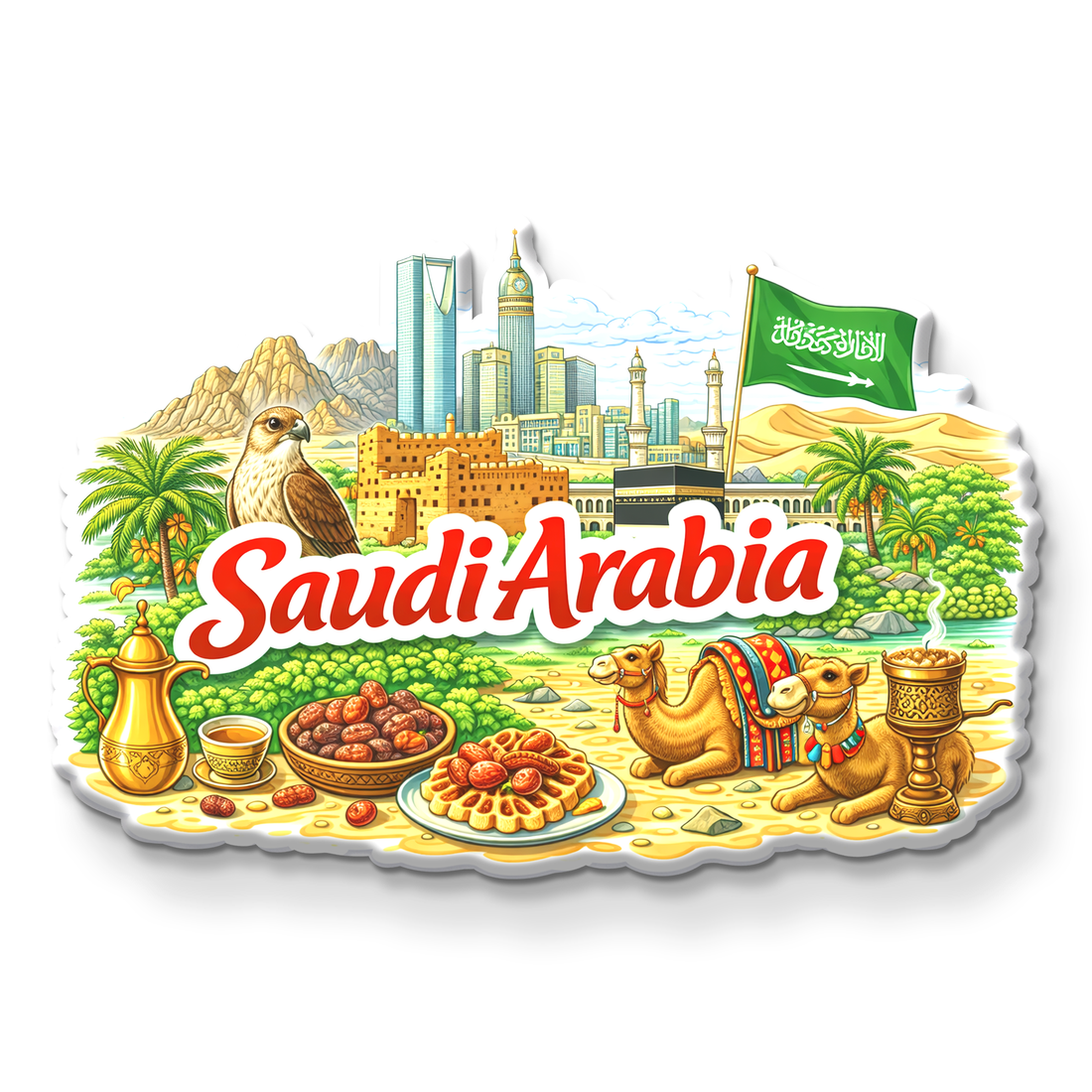 Stickerji Saudi Arabia Wooden Fridge Magnet - Souvenir travel keepsake gift