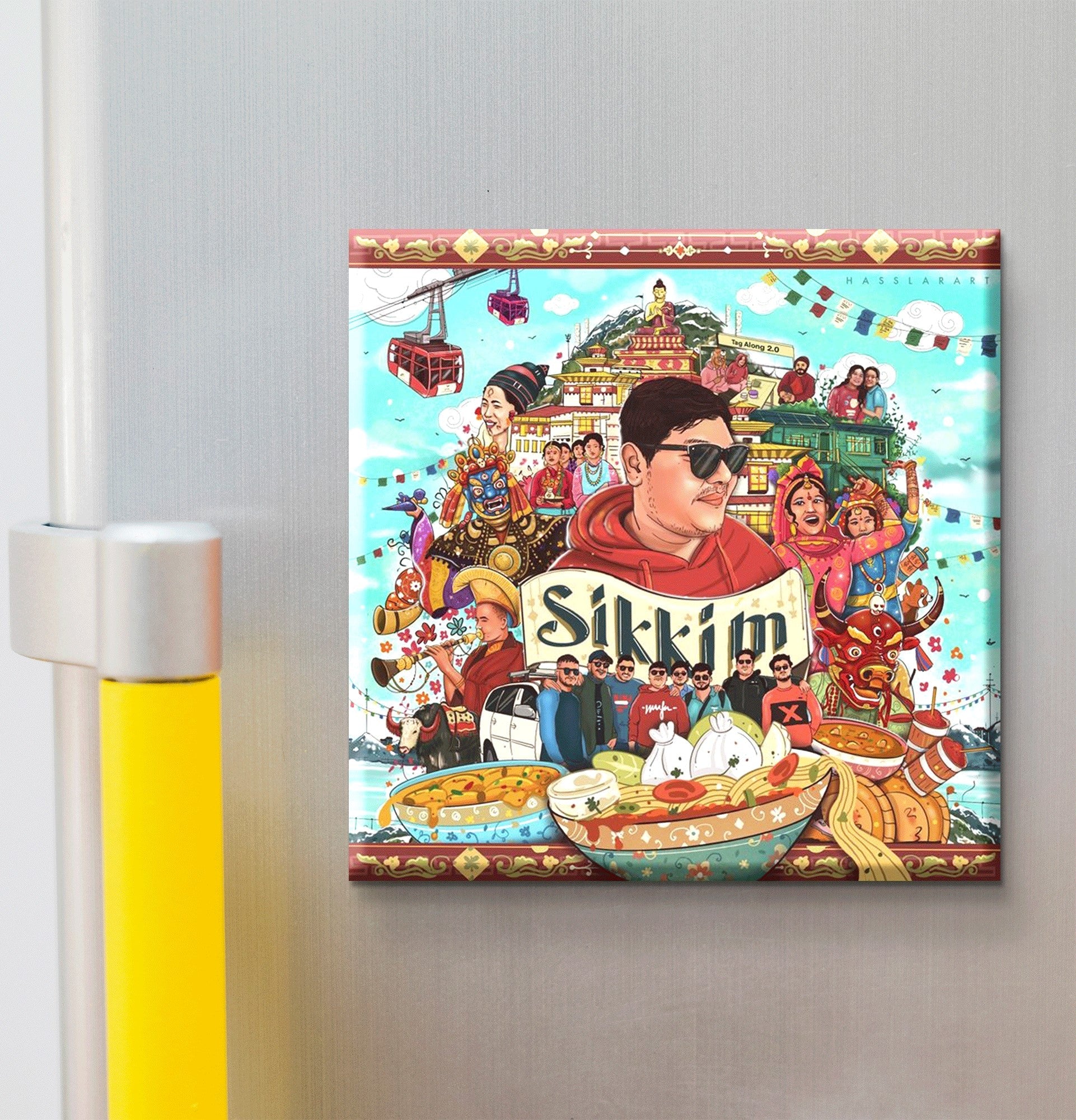 Stickerji Sikkim 01 Wooden Fridge Magnet - Souvenir travel keepsake gift