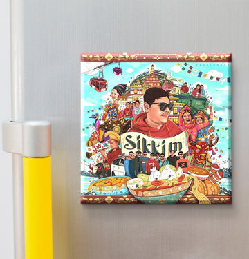 Stickerji Sikkim 01 Wooden Fridge Magnet - Souvenir travel keepsake gift