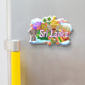 Sri Lanka wooden fridge magnet souvenir displayed on refrigerator - Stickerji handcrafted MDF travel gift