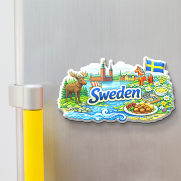 Stickerji Souvenir Wooden Fridge Magnet | Sweden