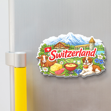 Switzerland Fridge Magnet | Handcrafted Wooden Souvenir | Stickerji
