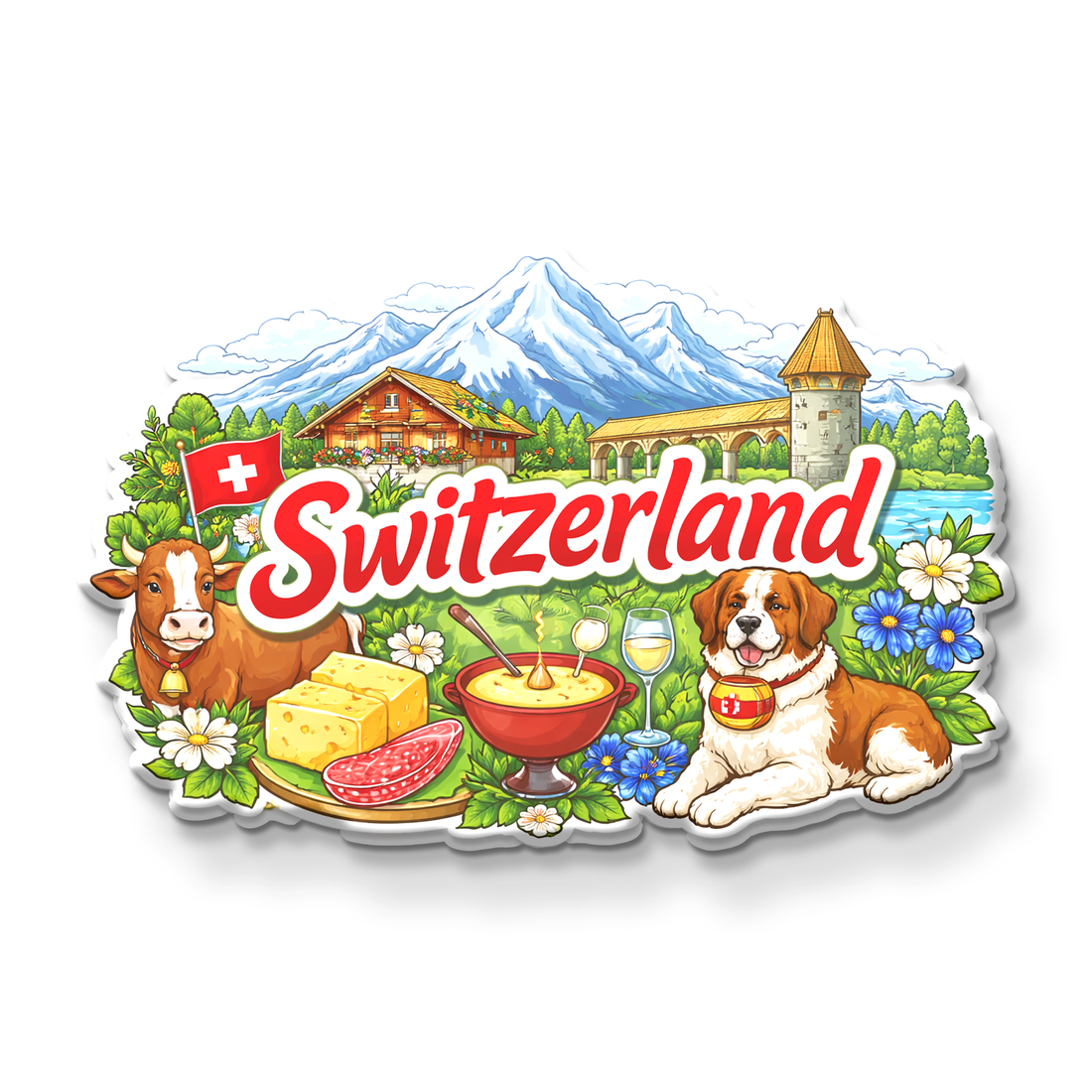 Switzerland Fridge Magnet | Handcrafted Wooden Souvenir | Stickerji