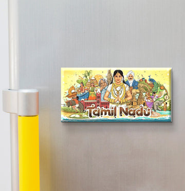 Tamil Nadu Fridge Magnet | Handcrafted Wooden Souvenir | Stickerji