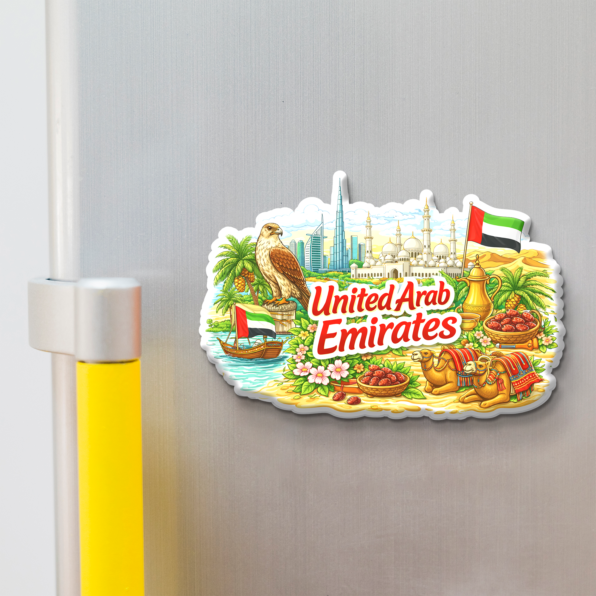 UAE Wooden Fridge Magnet – United Arab Emirates Souvenir Gift – Stickerji