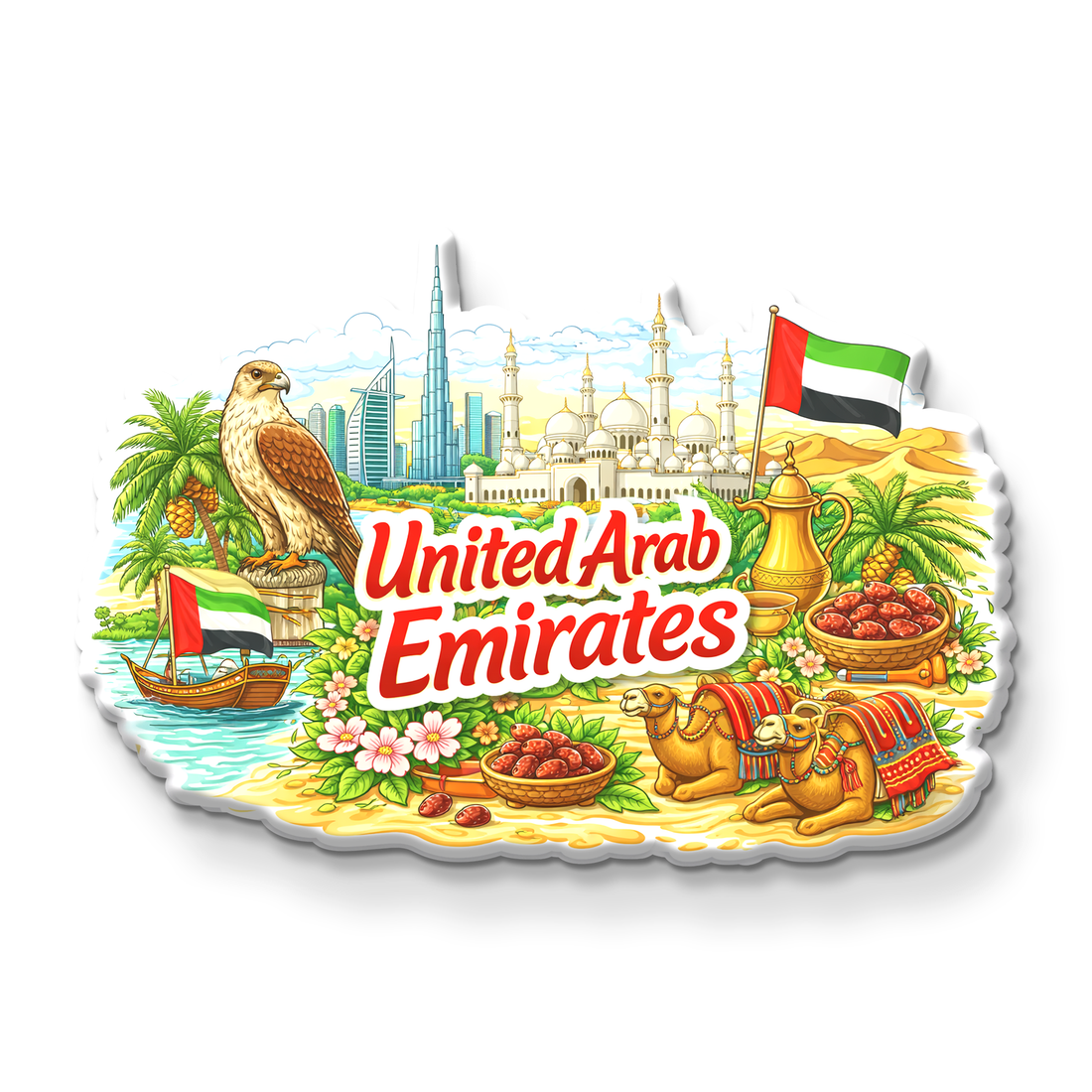 UAE Wooden Fridge Magnet – United Arab Emirates Souvenir Gift | Dubai Abu Dhabi
