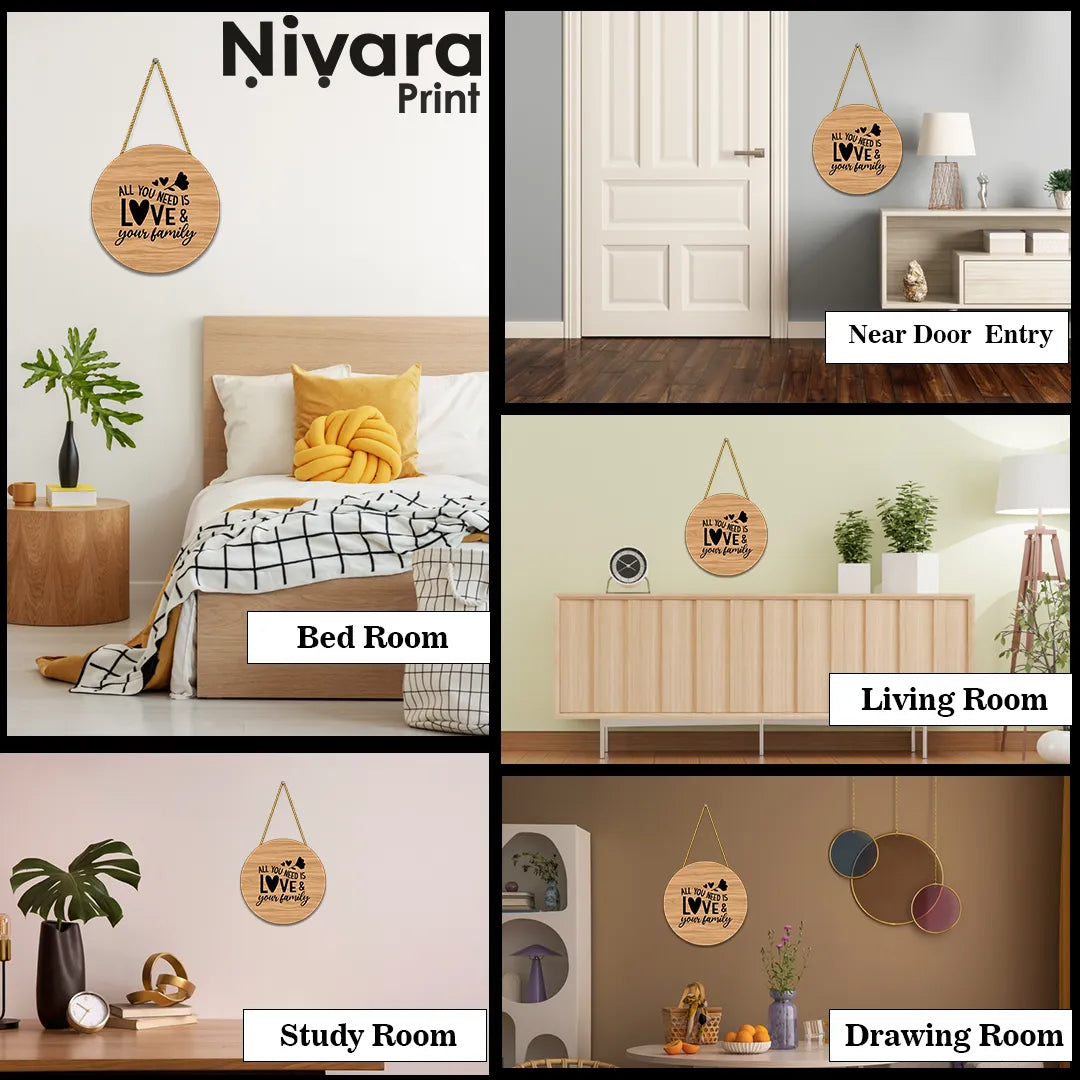 Stickerji Wooden Wall Hanging - ALL YOU NEED IS LOVE & YOUR FAMILY - Home decor gift - View 7