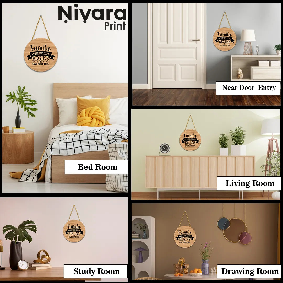 Stickerji Wooden Wall Hanging - Family where life begins & love never ends - Home decor gift - View 7