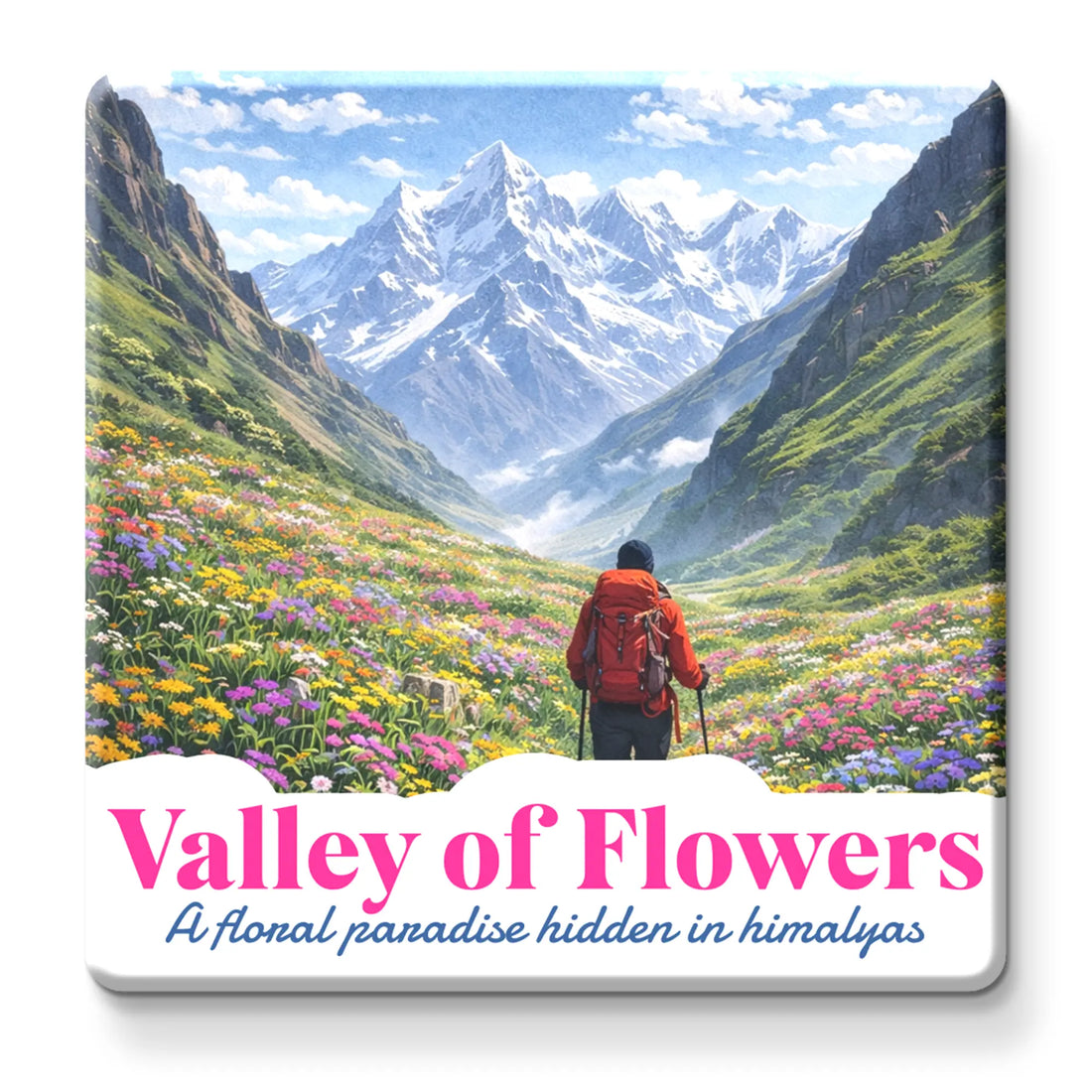 Stickerji Souvenir Wooden Fridge Magnet | VALLEY OF FLOWERS