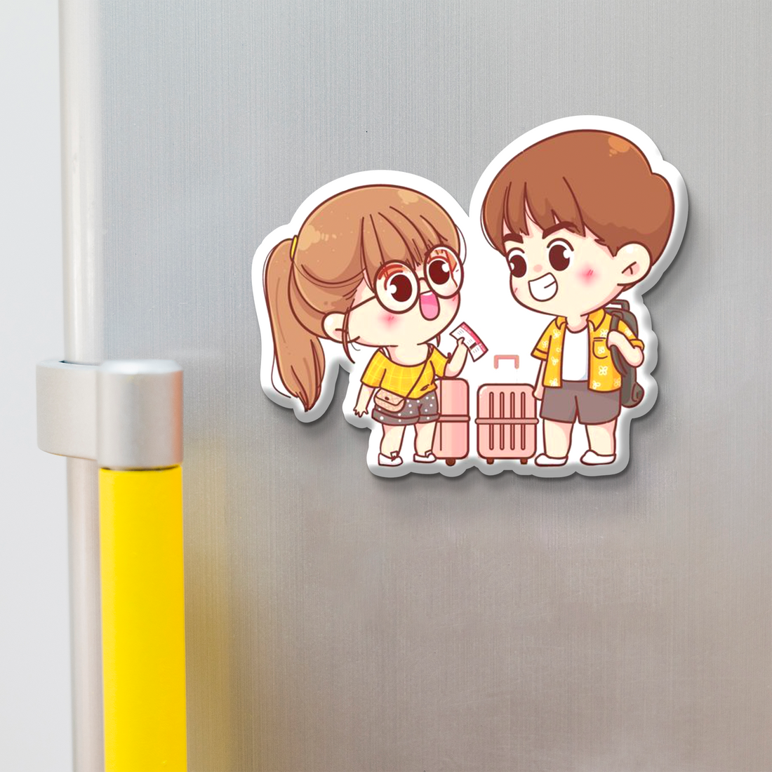 Stickerji Couple Travel Wooden Fridge Magnet - Souvenir travel keepsake gift